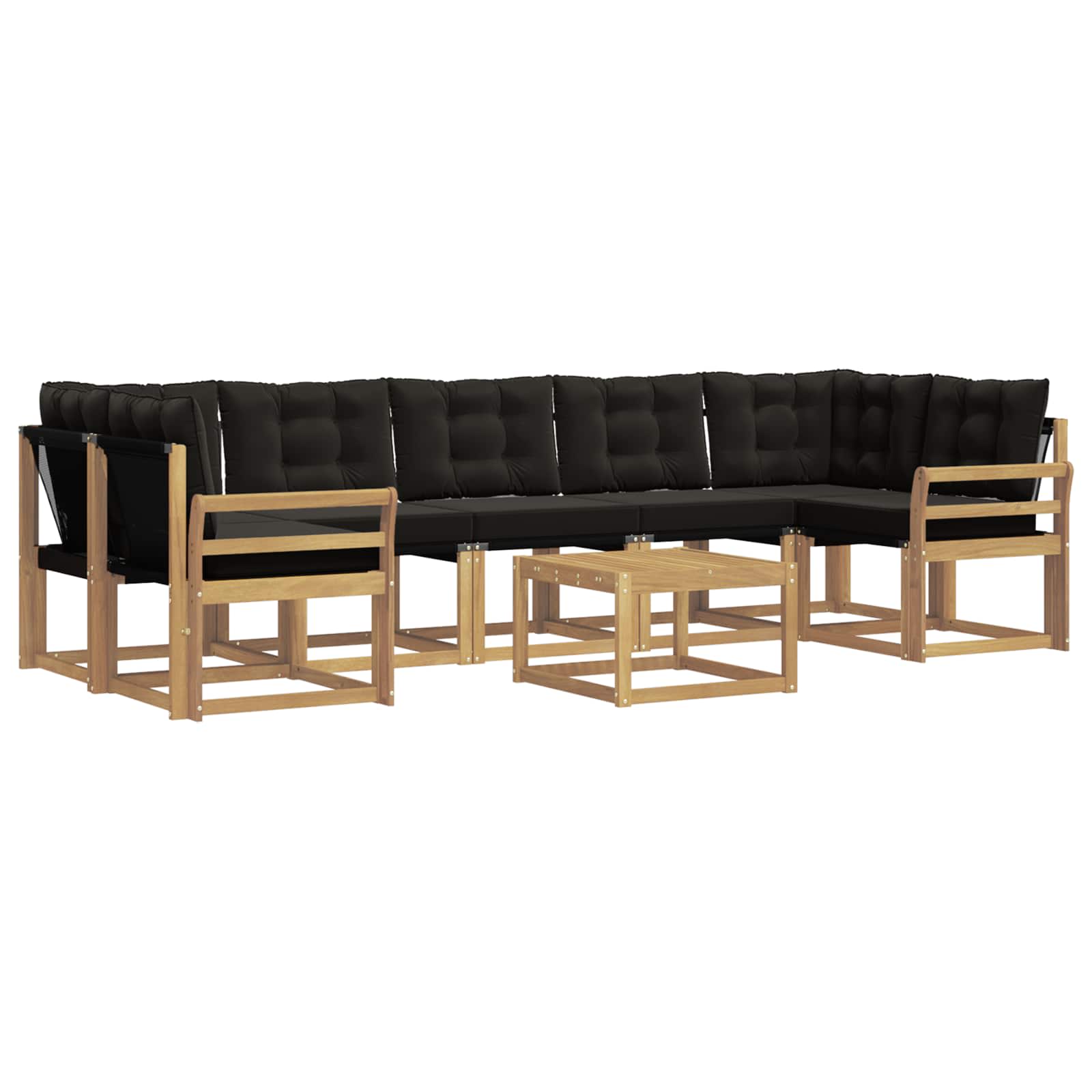Σειρά Καναπέ Εξωτερικού με μαξιλάρι 8 pcs Λευκό και Μαύρο - Pakobazaar