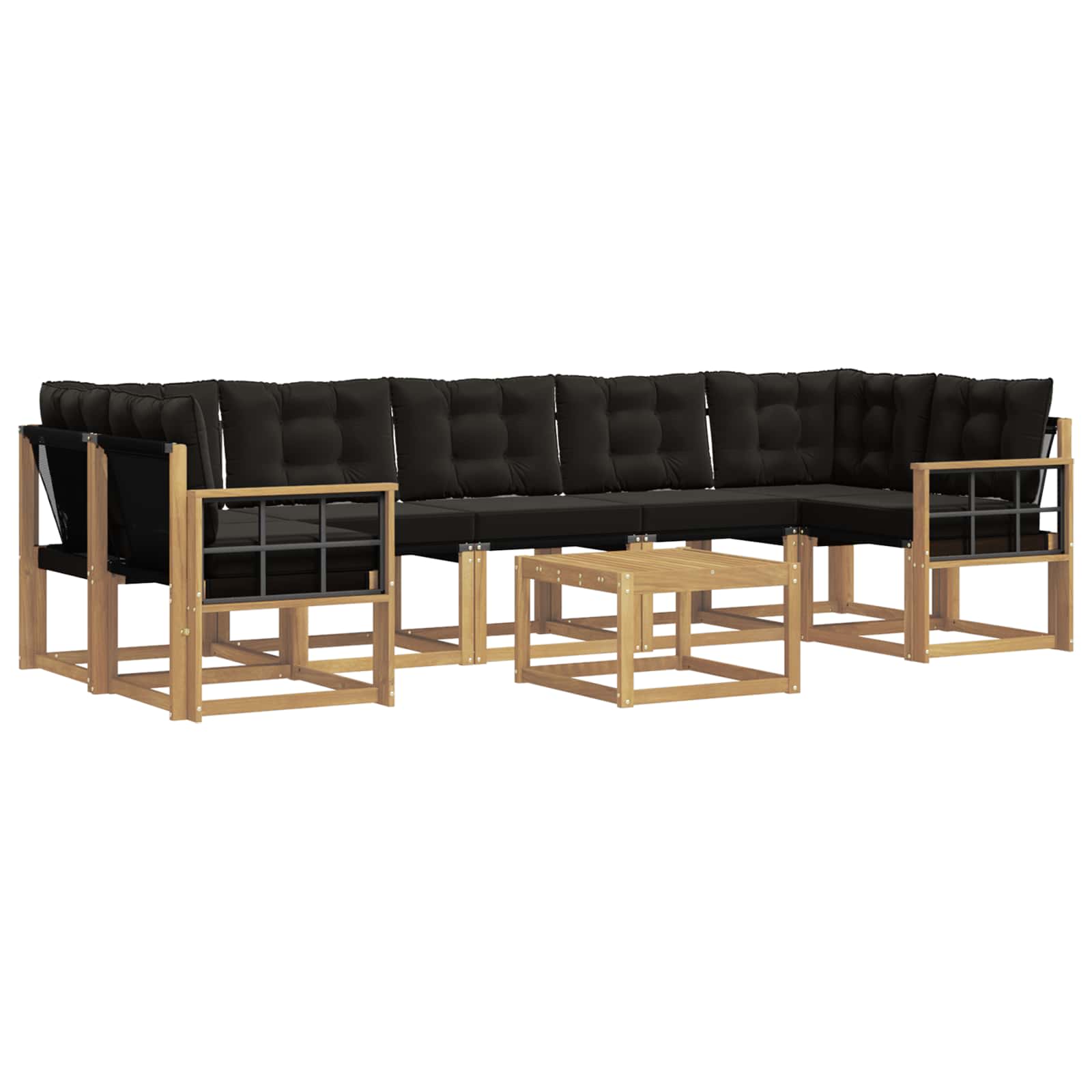 Σειρά Καναπέ Εξωτερικού με μαξιλάρι 8 pcs Λευκό και Μαύρο - Pakobazaar
