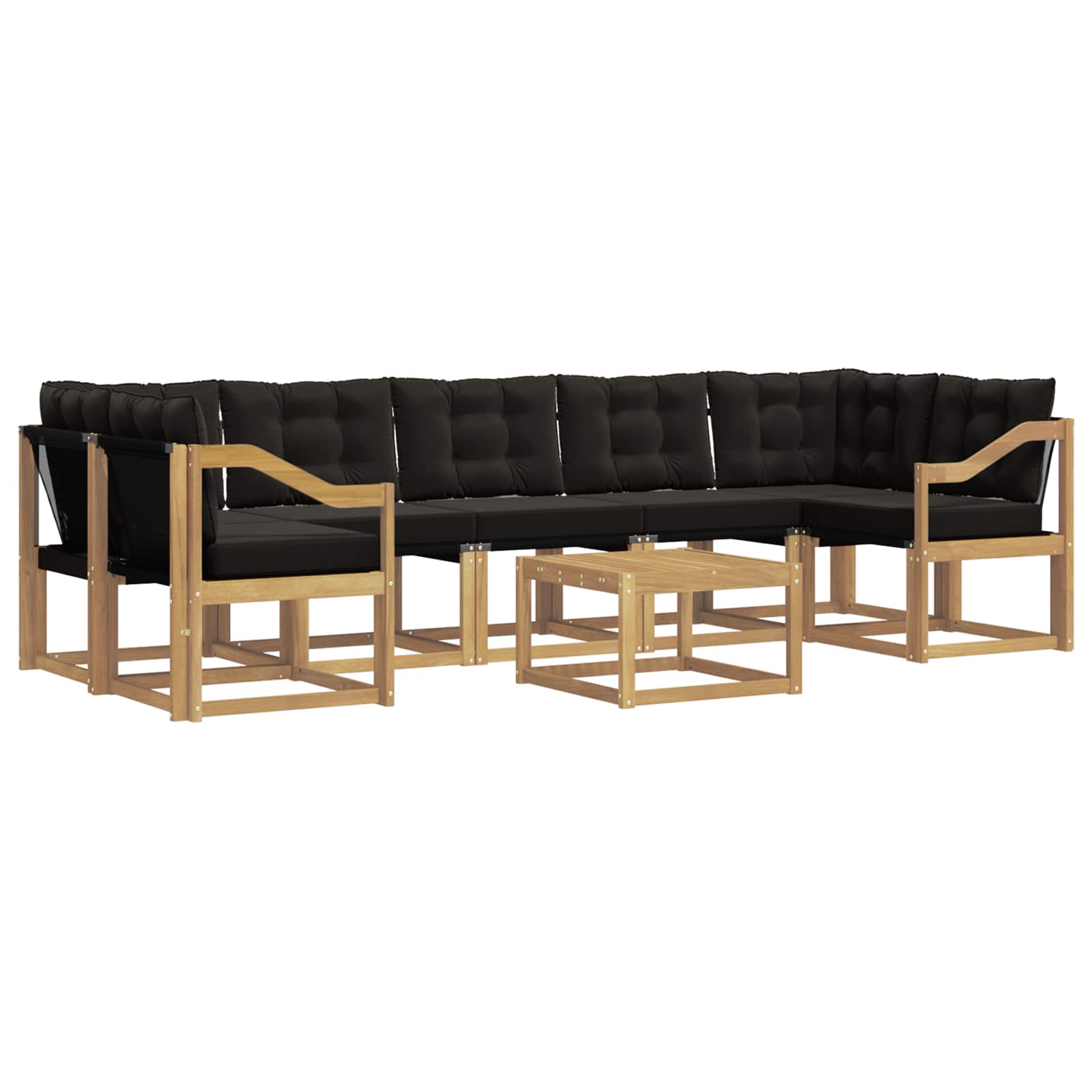 Σειρά Καναπέ Εξωτερικού με μαξιλάρι 8 pcs Λευκό και Μαύρο - Pakobazaar