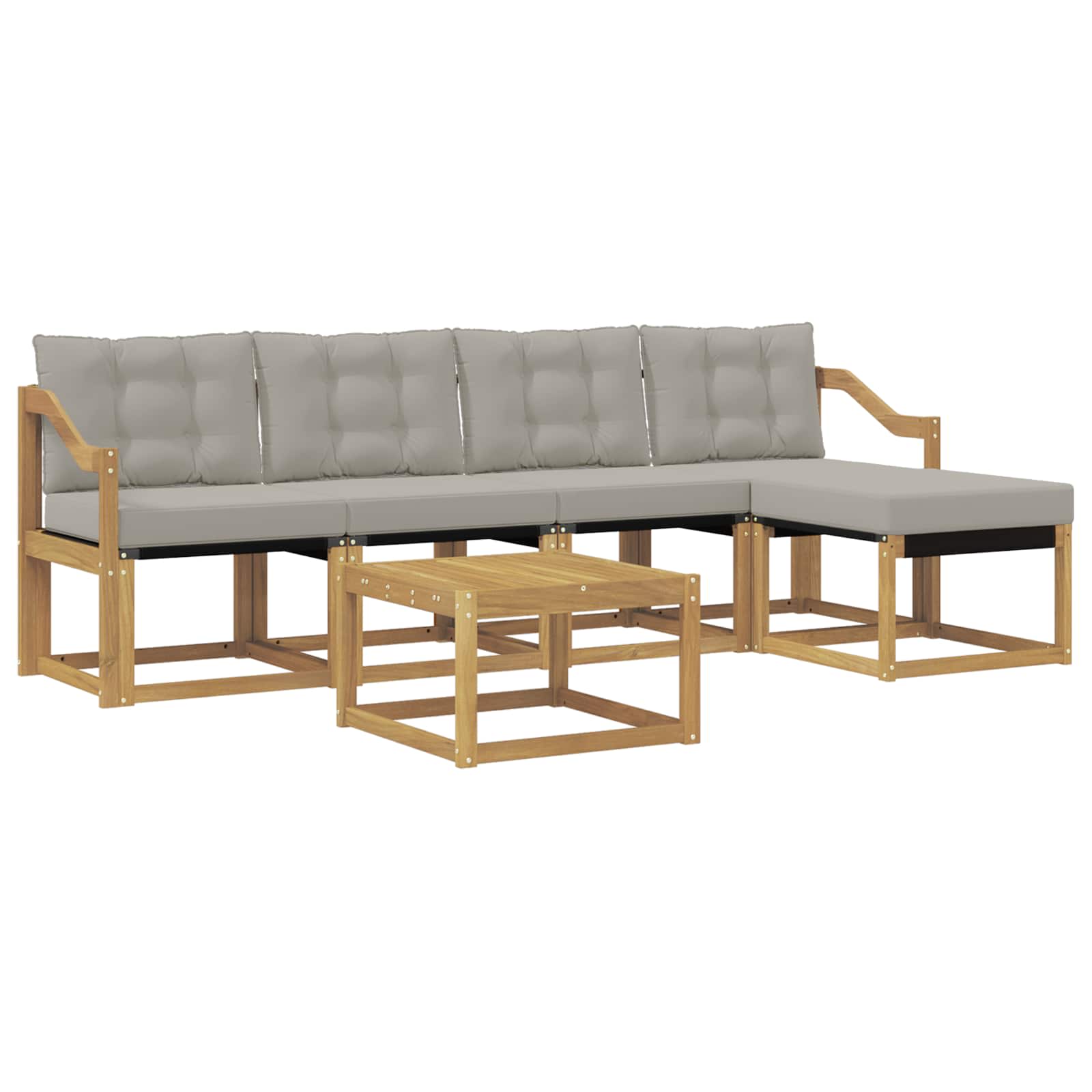 Σειρά Καναπέ Εξωτερικού 6 pcs Λευκό και Ανοιχτό Γκρι - Pakobazaar