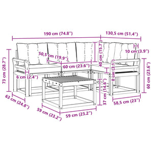 Σειρά Καναπέ Εξωτερικού με μαξιλάρι 5 pcs Λευκό και Μπεζ - Pakobazaar