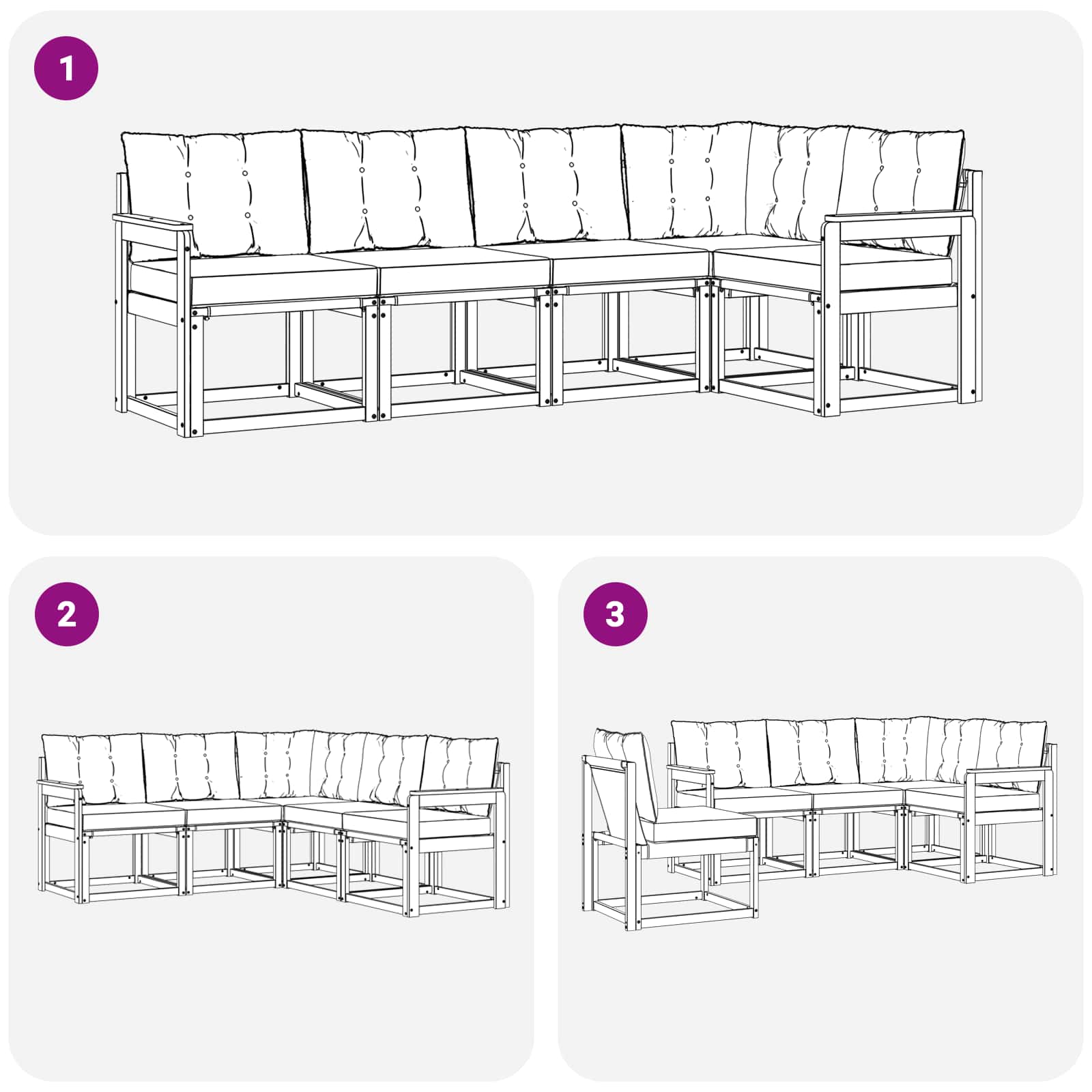 Σειρά Καναπέ Εξωτερικού με μαξιλάρι 5 pcs Λευκό και Κρεμ - Pakobazaar