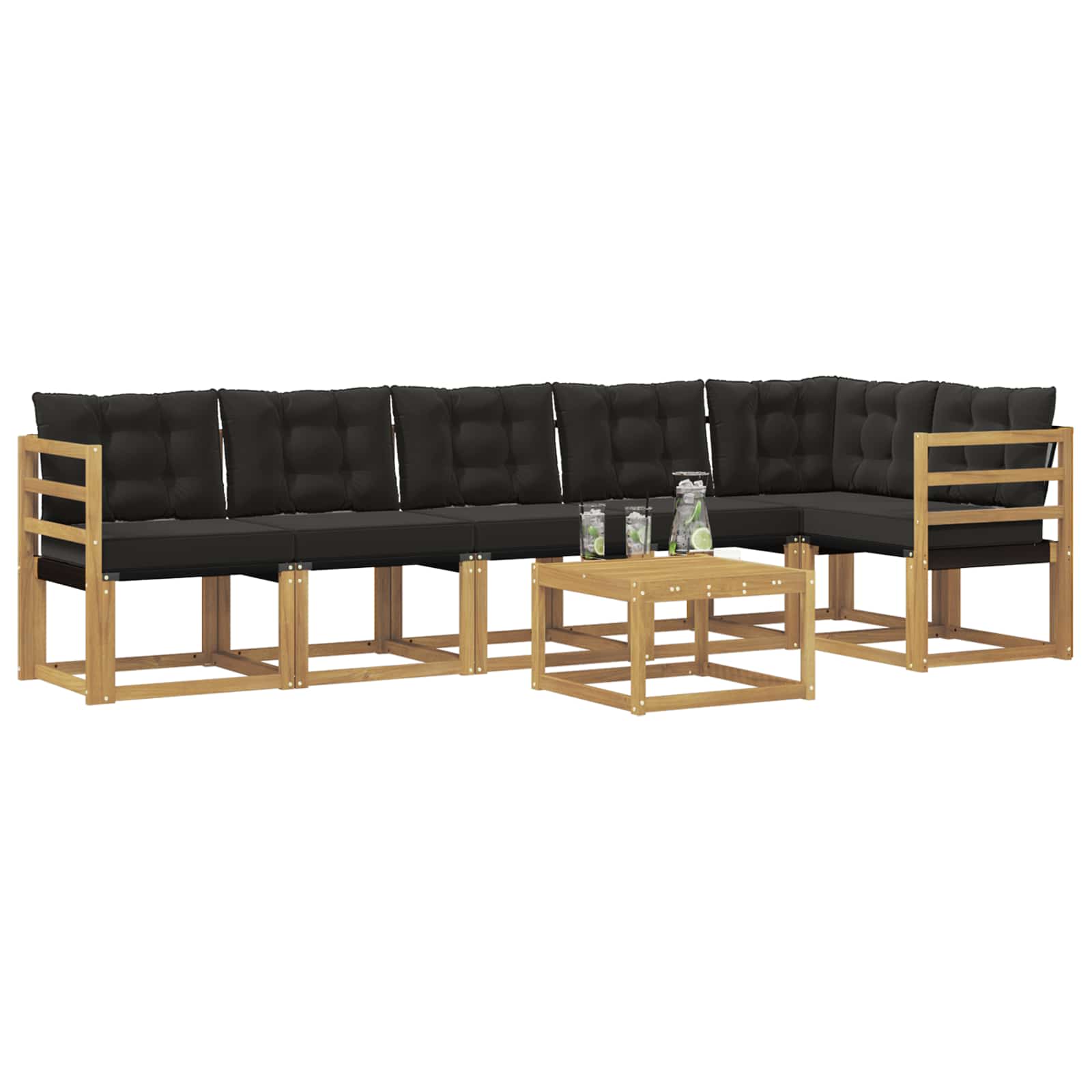 Σειρά Καναπέ Εξωτερικού με μαξιλάρι 7 pcs Λευκό και Μαύρο - Pakobazaar