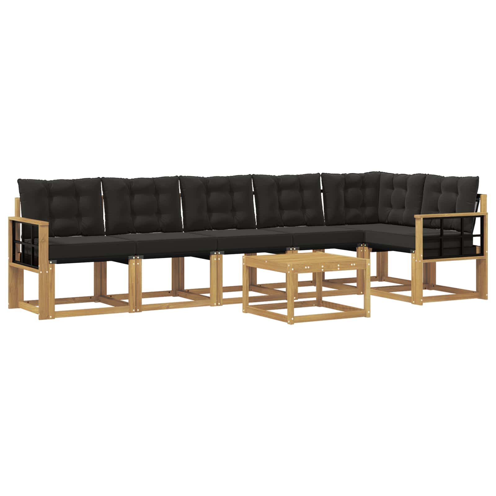 Σειρά Καναπέ Εξωτερικού με μαξιλάρι 7 pcs Λευκό και Μαύρο - Pakobazaar