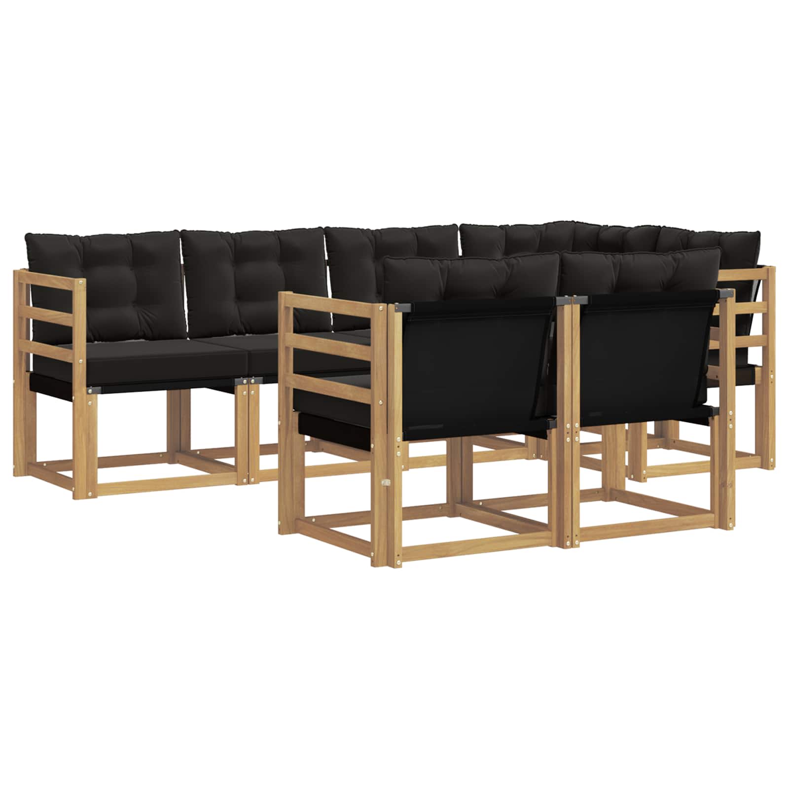Σειρά Καναπέ Εξωτερικού με μαξιλάρι 7 pcs Λευκό και Μαύρο - Pakobazaar