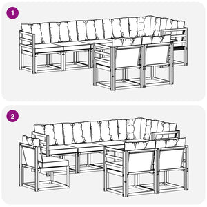 Σειρά Καναπέ Εξωτερικού με μαξιλάρι 8 pcs Λευκό και Κρεμ - Pakobazaar