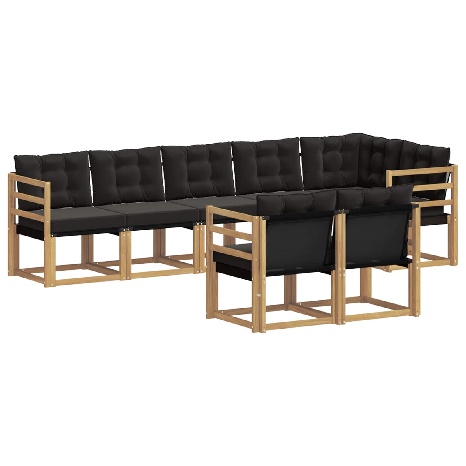 Σειρά Καναπέ Εξωτερικού με μαξιλάρι 8 pcs Λευκό και Μαύρο - Pakobazaar