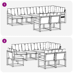 Σειρά Καναπέ Εξωτερικού με μαξιλάρι 8 pcs Λευκό και Μπεζ - Pakobazaar