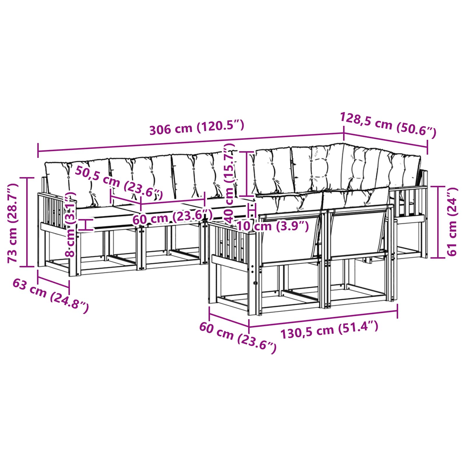 Σειρά Καναπέ Εξωτερικού με μαξιλάρι 8 pcs Λευκό και Κρεμ - Pakobazaar