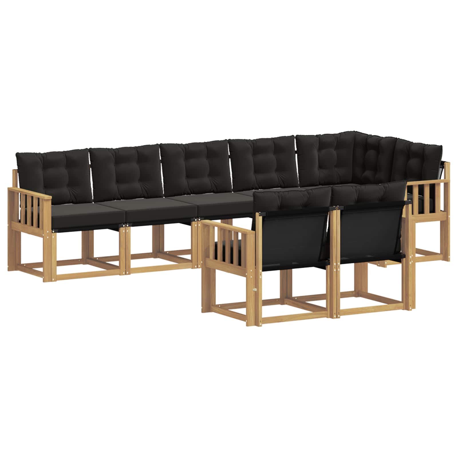 Σειρά Καναπέ Εξωτερικού με μαξιλάρι 8 pcs Λευκό και Μαύρο - Pakobazaar