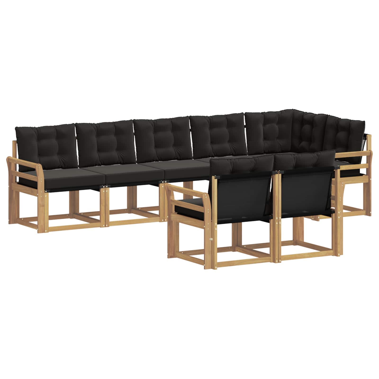 Σειρά Καναπέ Εξωτερικού με μαξιλάρι 8 pcs Λευκό και Μαύρο - Pakobazaar