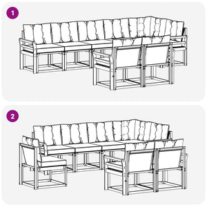 Σειρά Καναπέ Εξωτερικού με μαξιλάρι 8 pcs Λευκό και Μπεζ - Pakobazaar