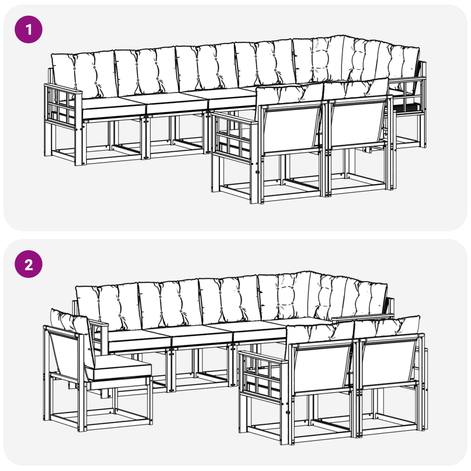 Σειρά Καναπέ Εξωτερικού με μαξιλάρι 8 pcs Λευκό και Μπεζ - Pakobazaar