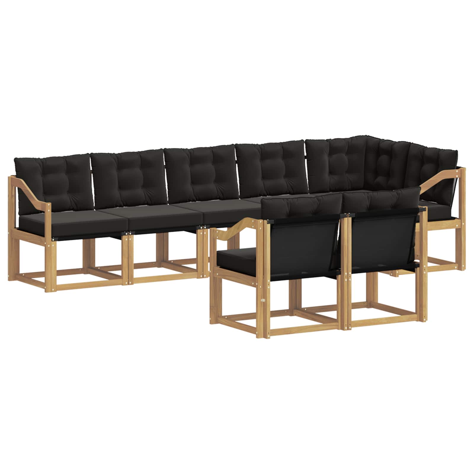 Σειρά Καναπέ Εξωτερικού με μαξιλάρι 8 pcs Λευκό και Μαύρο - Pakobazaar