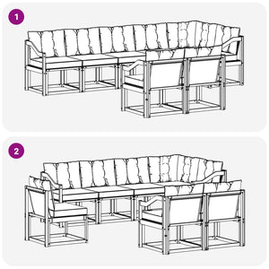 Σειρά Καναπέ Εξωτερικού με μαξιλάρι 8 pcs Λευκό και Μπεζ - Pakobazaar