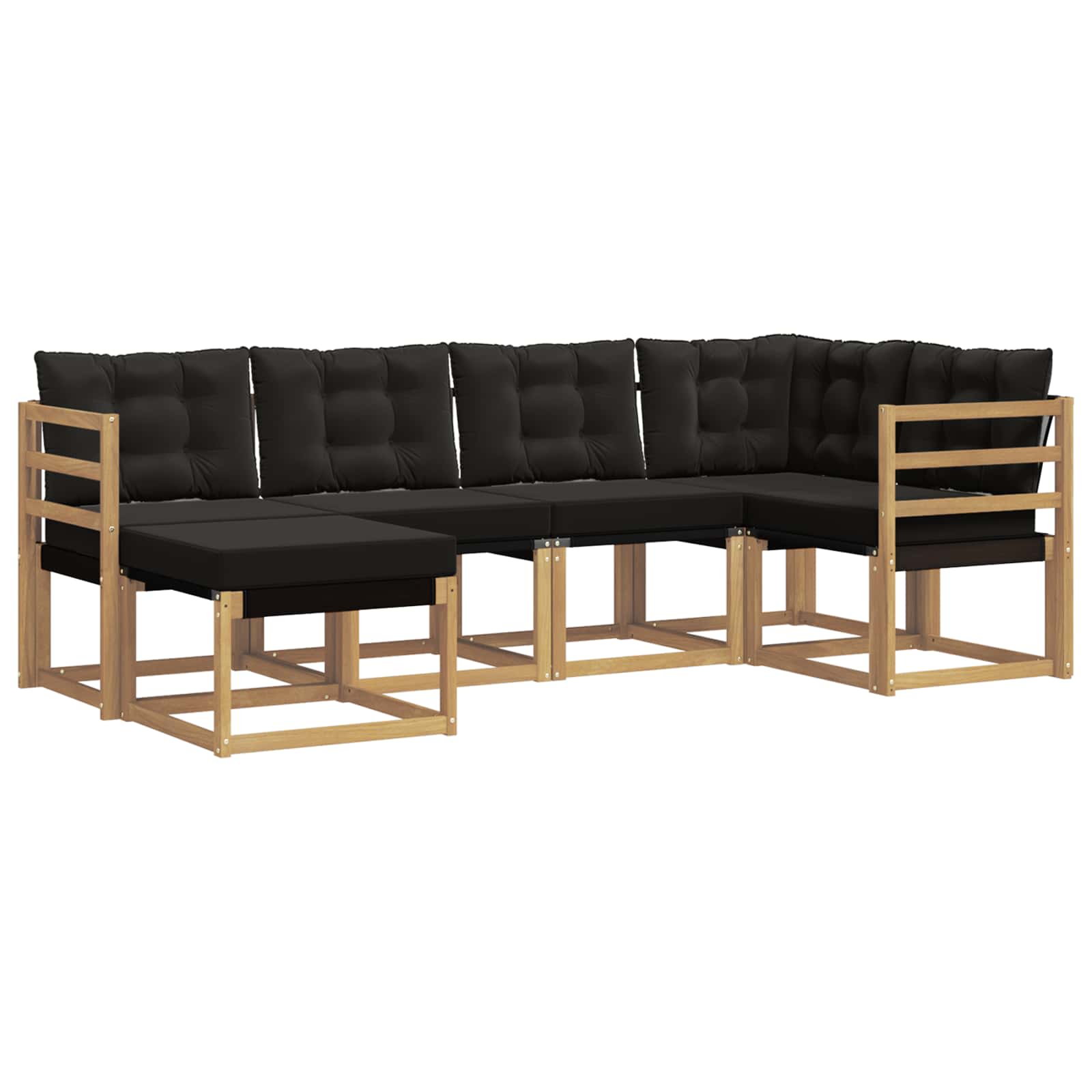 Σειρά Καναπέ Εξωτερικού με μαξιλάρι 6 pcs Λευκό και Μαύρο - Pakobazaar