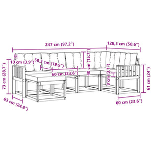 Σειρά Καναπέ Εξωτερικού με μαξιλάρι 6 pcs Λευκό και Μπεζ - Pakobazaar