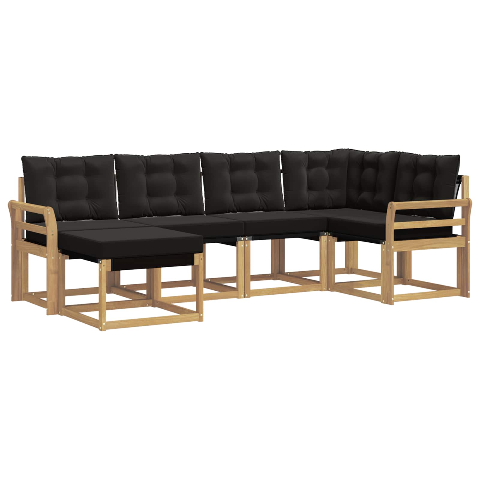 Σειρά Καναπέ Εξωτερικού με μαξιλάρι 6 pcs Λευκό και Μαύρο - Pakobazaar