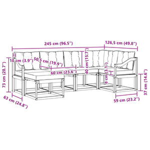 Σειρά Καναπέ Εξωτερικού με μαξιλάρι 6 pcs Λευκό και Μπεζ - Pakobazaar