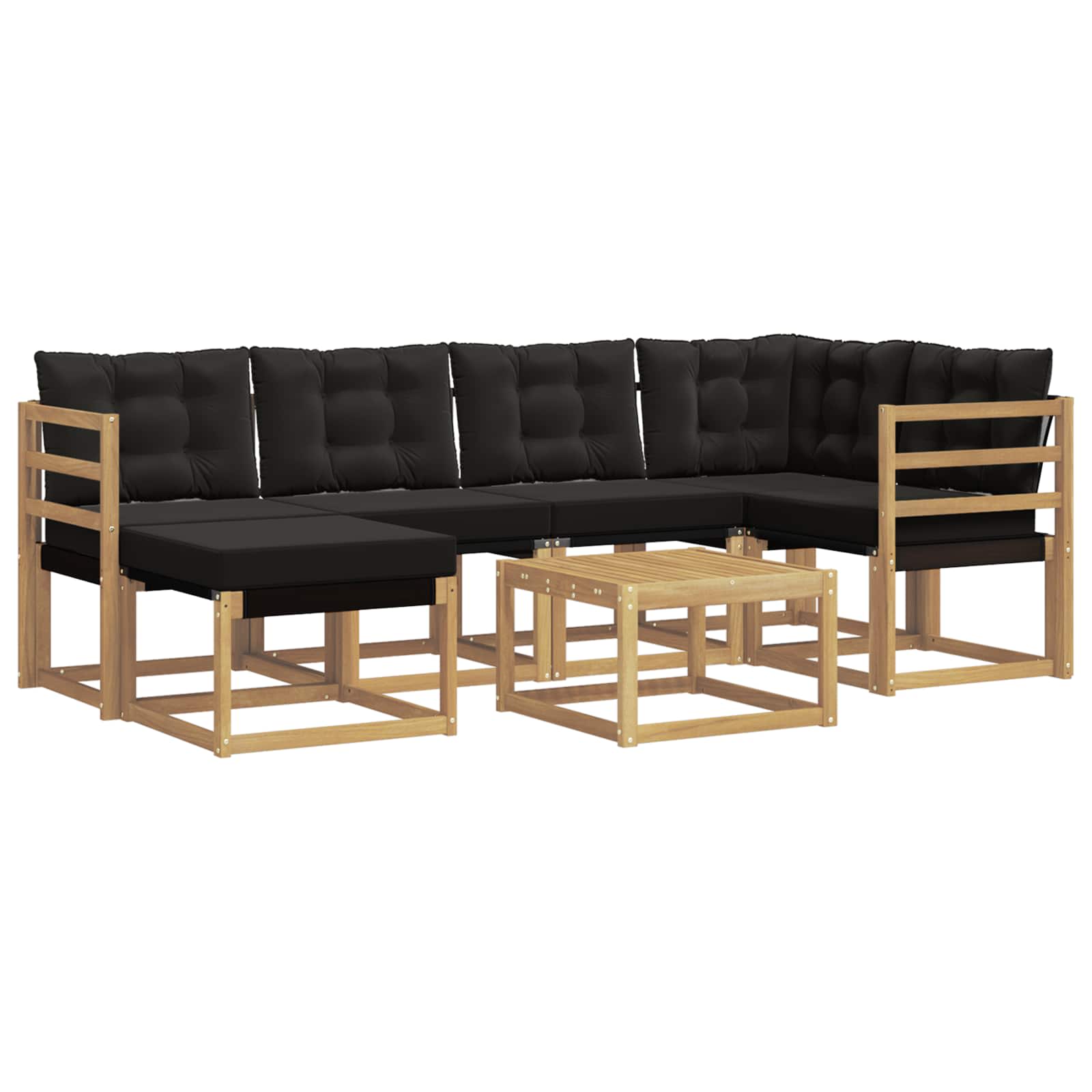 Σειρά Καναπέ Εξωτερικού με μαξιλάρι 7 pcs Λευκό και Μαύρο - Pakobazaar
