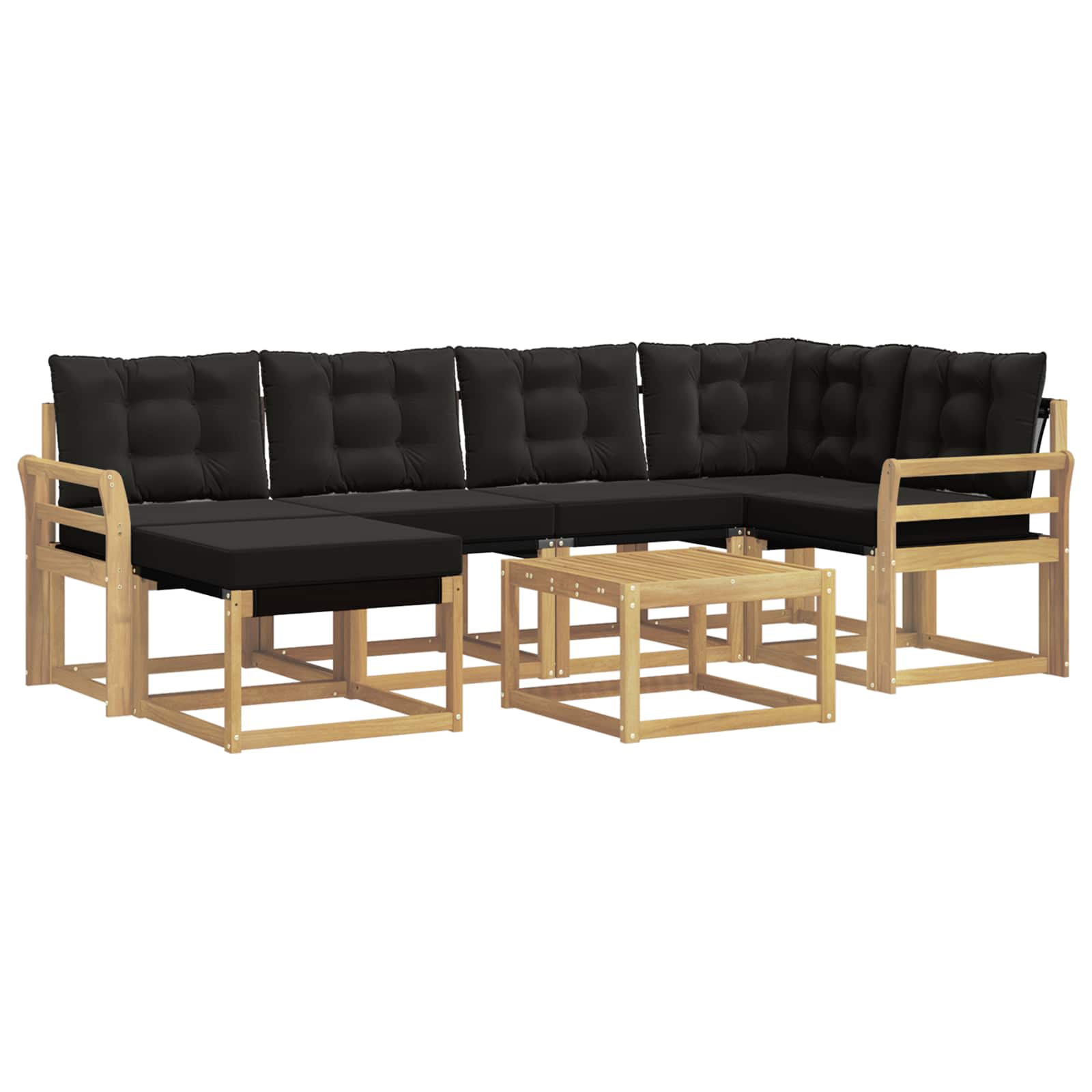 Σειρά Καναπέ Εξωτερικού με μαξιλάρι 7 pcs Λευκό και Μαύρο - Pakobazaar
