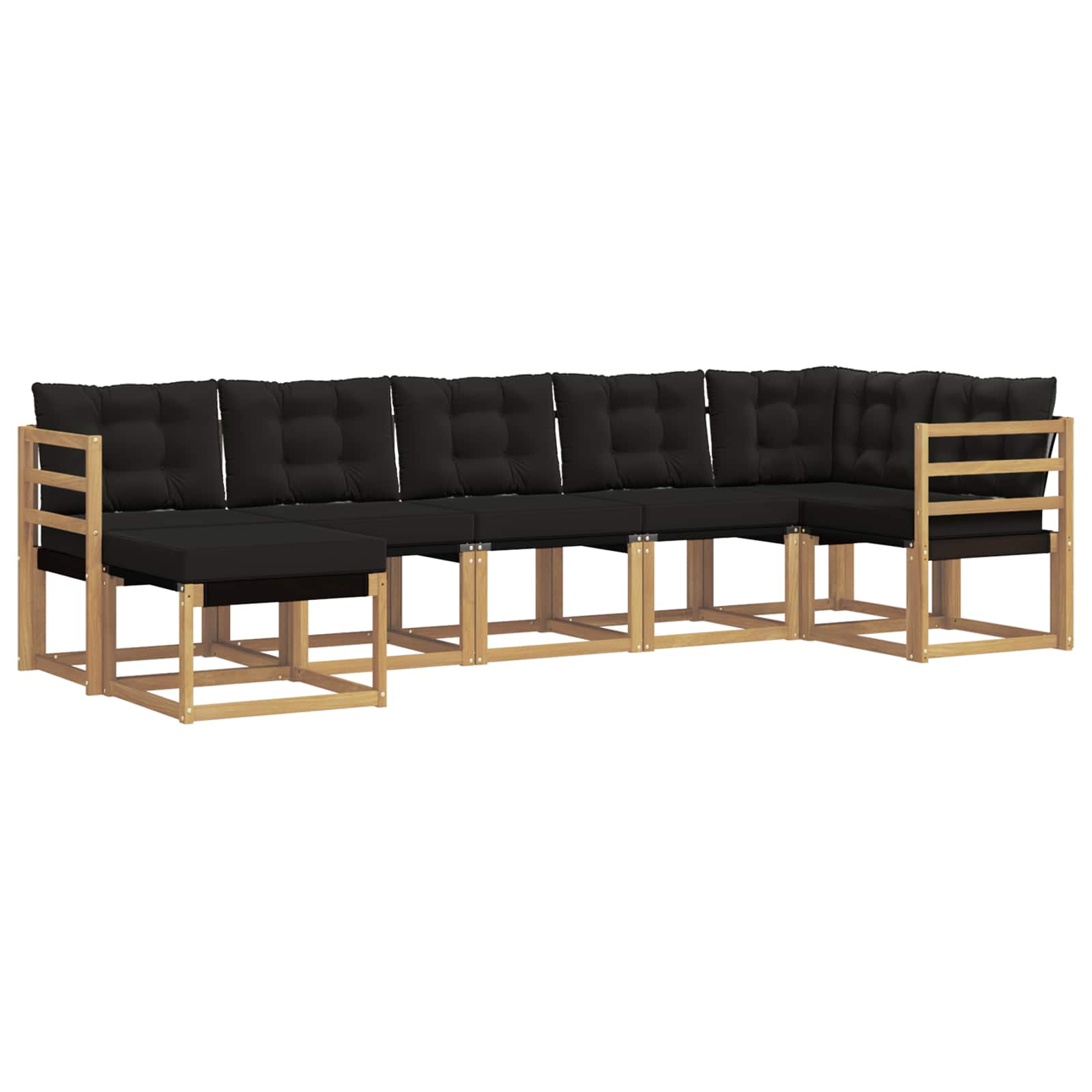 Σειρά Καναπέ Εξωτερικού με μαξιλάρι 7 pcs Λευκό και Μαύρο - Pakobazaar