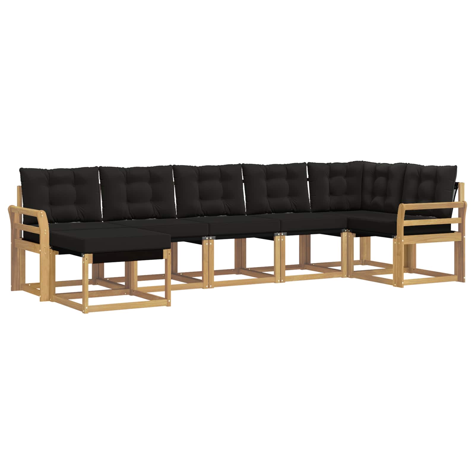 Σειρά Καναπέ Εξωτερικού με μαξιλάρι 7 pcs Λευκό και Μαύρο - Pakobazaar