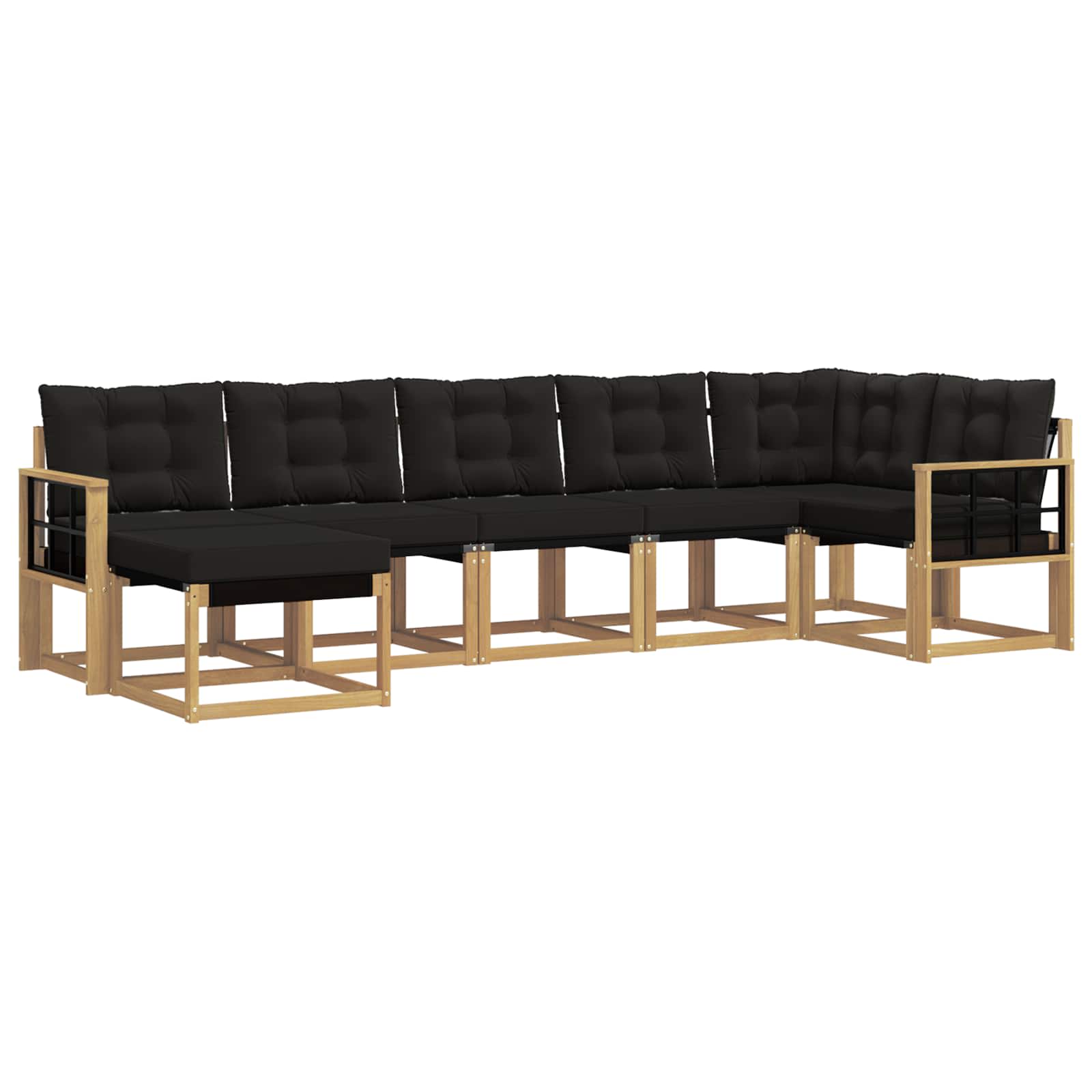 Σειρά Καναπέ Εξωτερικού με μαξιλάρι 7 pcs Λευκό και Μαύρο - Pakobazaar