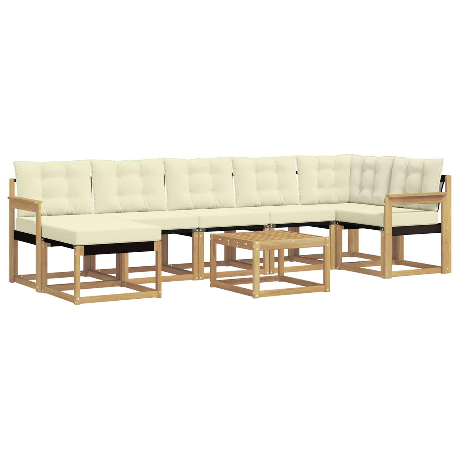 Σειρά Καναπέ Εξωτερικού με μαξιλάρι 8 pcs Λευκό και Κρεμ - Pakobazaar