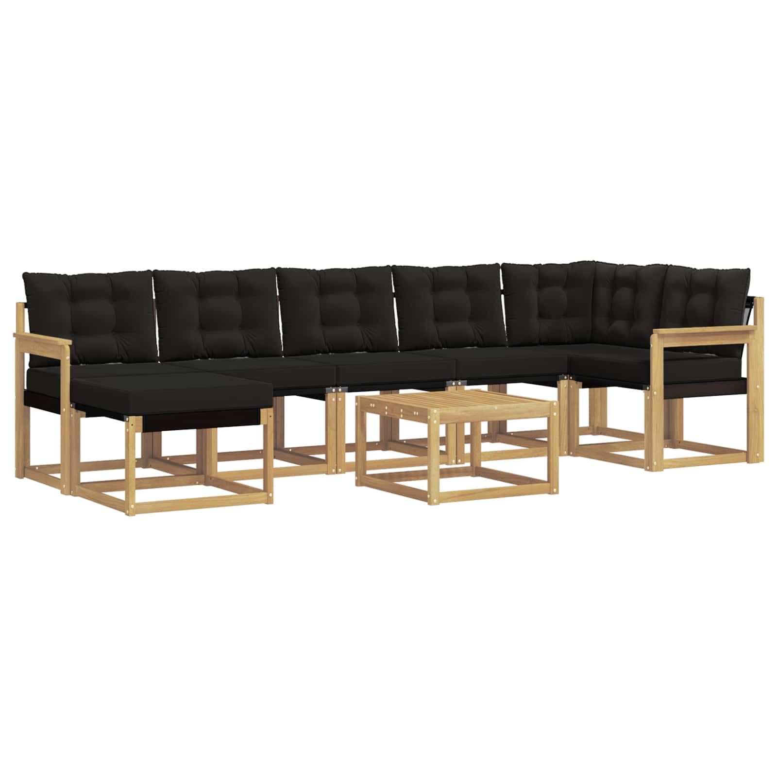 Σειρά Καναπέ Εξωτερικού με μαξιλάρι 8 pcs Λευκό και Μαύρο - Pakobazaar