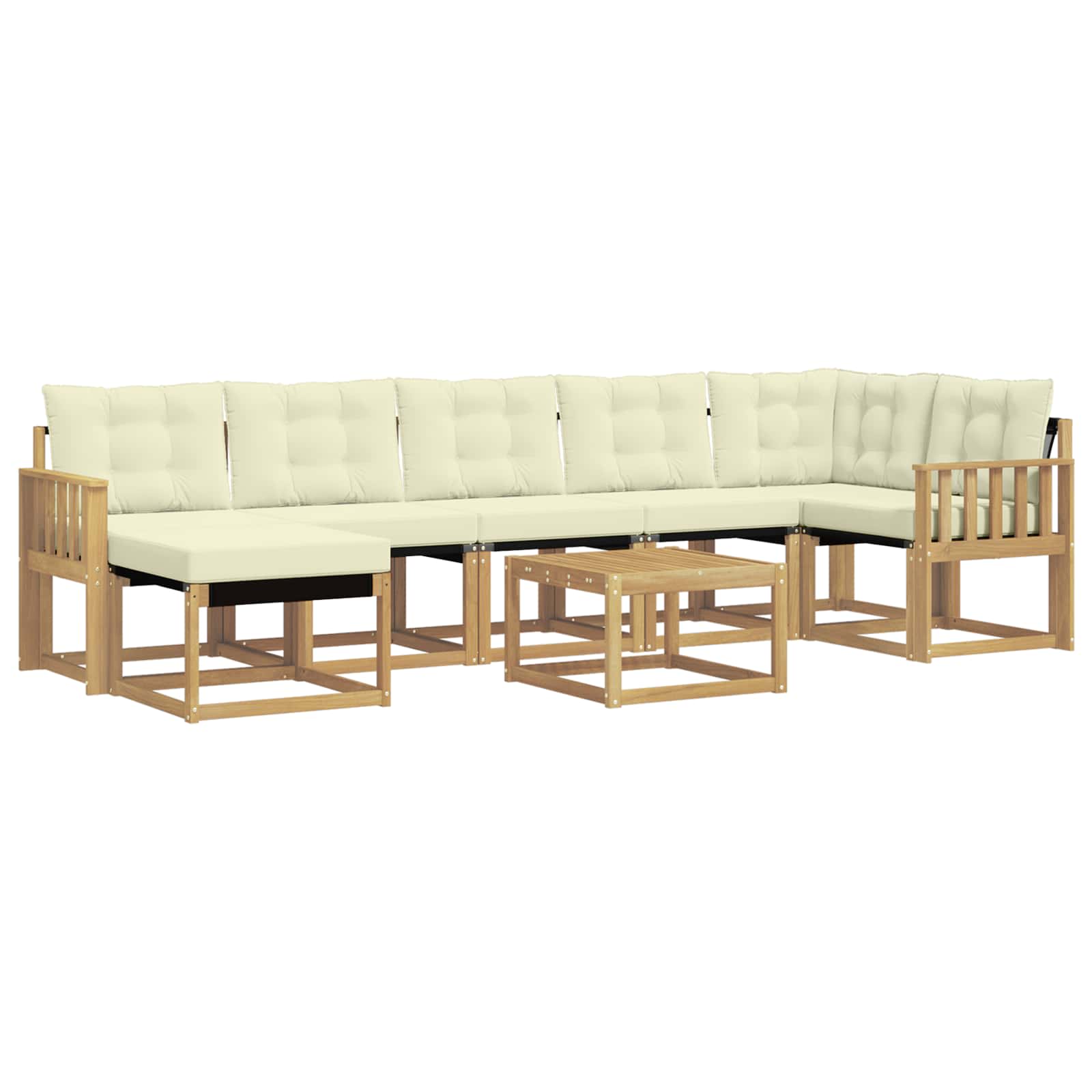 Σειρά Καναπέ Εξωτερικού με μαξιλάρι 8 pcs Λευκό και Κρεμ - Pakobazaar