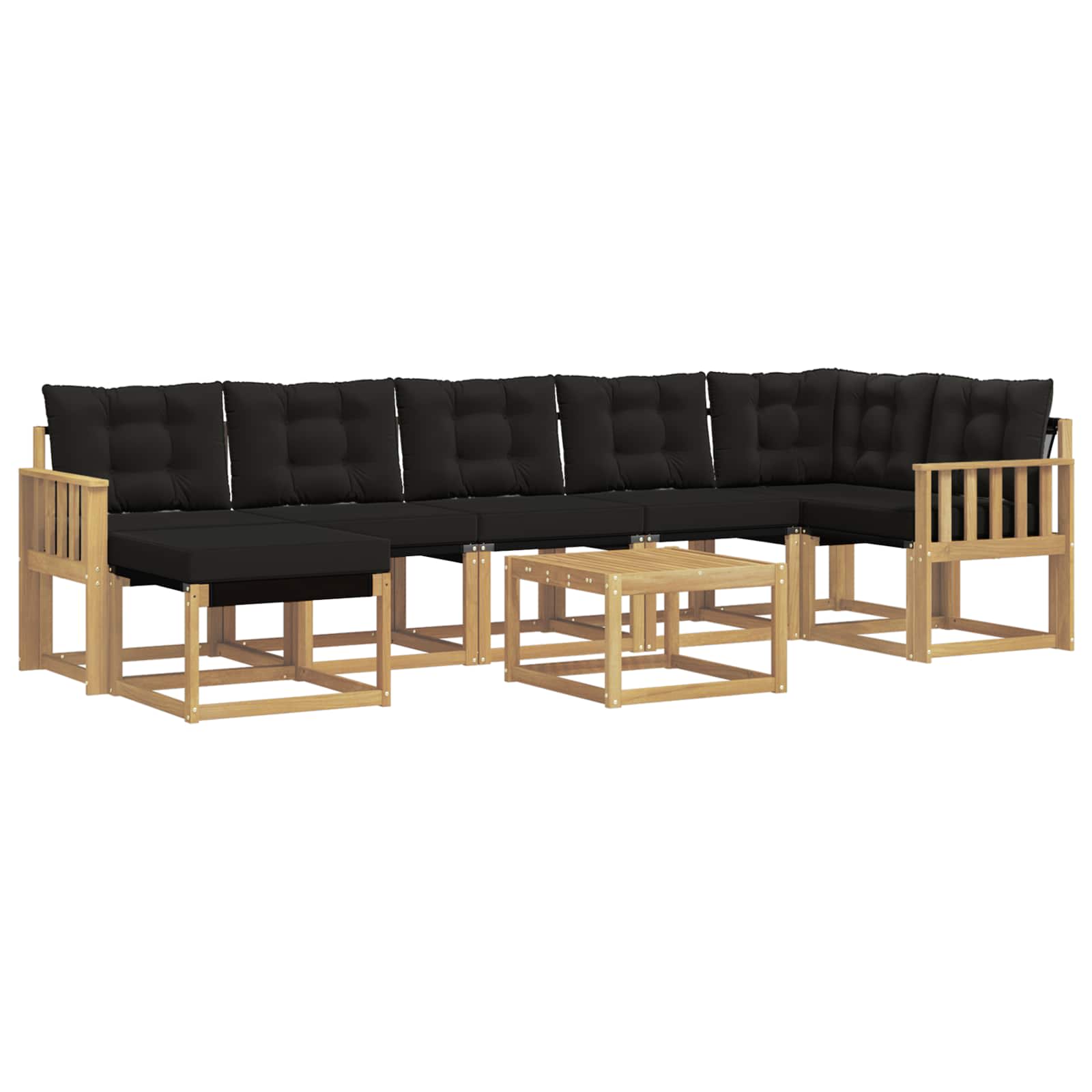 Σειρά Καναπέ Εξωτερικού με μαξιλάρι 8 pcs Λευκό και Μαύρο - Pakobazaar