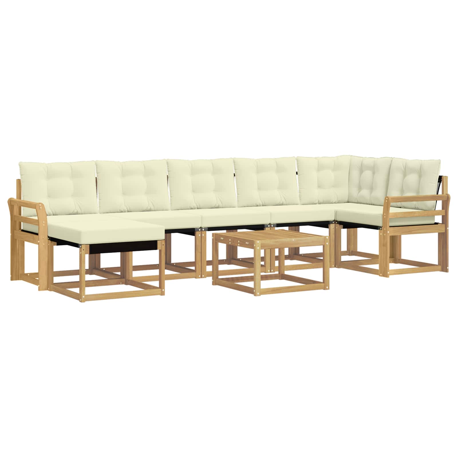 Σειρά Καναπέ Εξωτερικού με μαξιλάρι 8 pcs Λευκό και Κρεμ - Pakobazaar