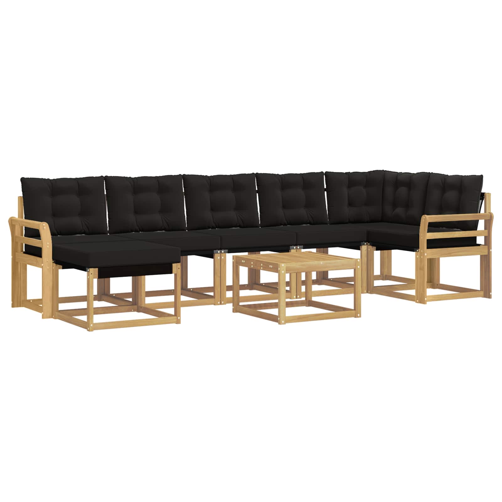 Σειρά Καναπέ Εξωτερικού με μαξιλάρι 8 pcs Λευκό και Μαύρο - Pakobazaar