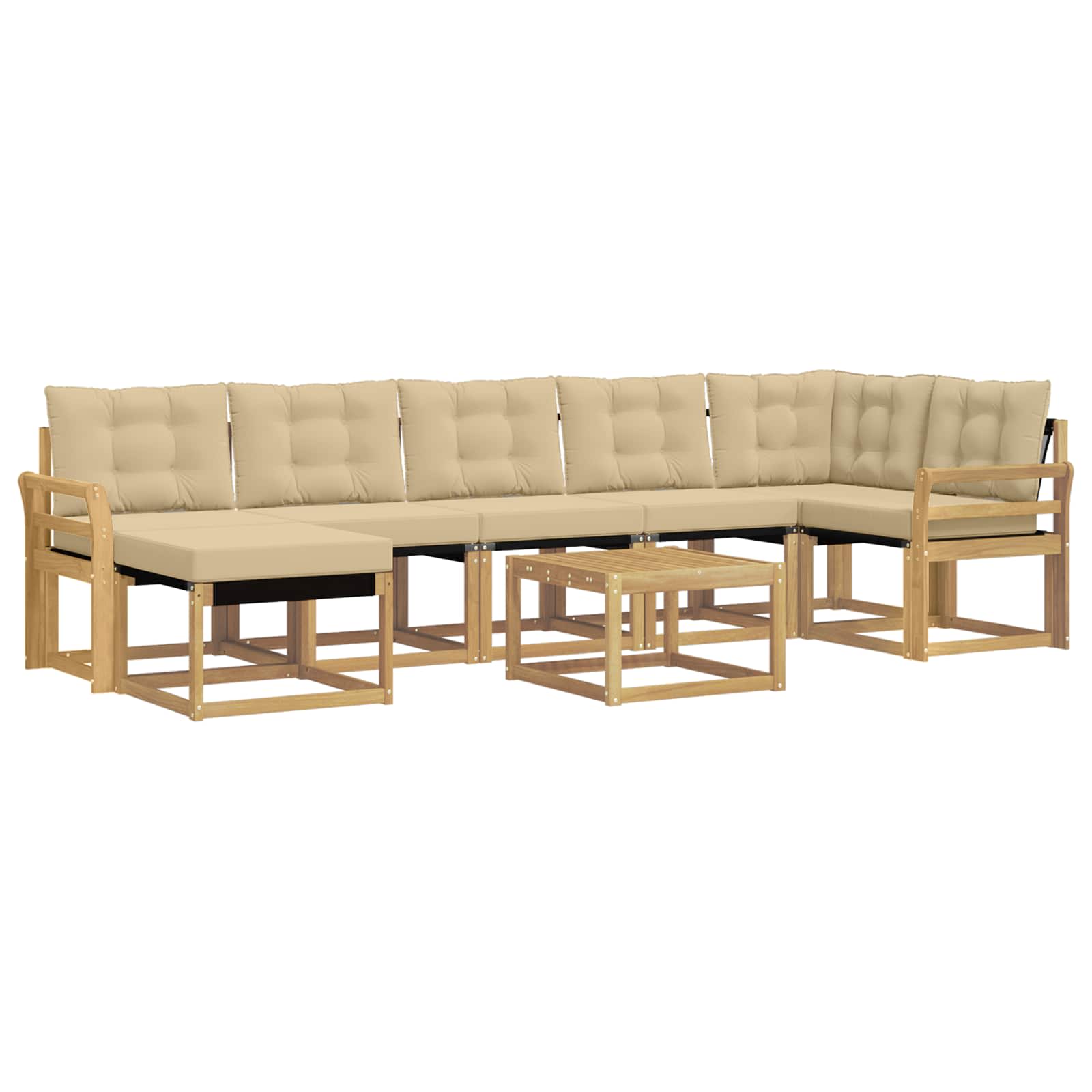 Σειρά Καναπέ Εξωτερικού με μαξιλάρι 8 pcs Λευκό και Μπεζ - Pakobazaar