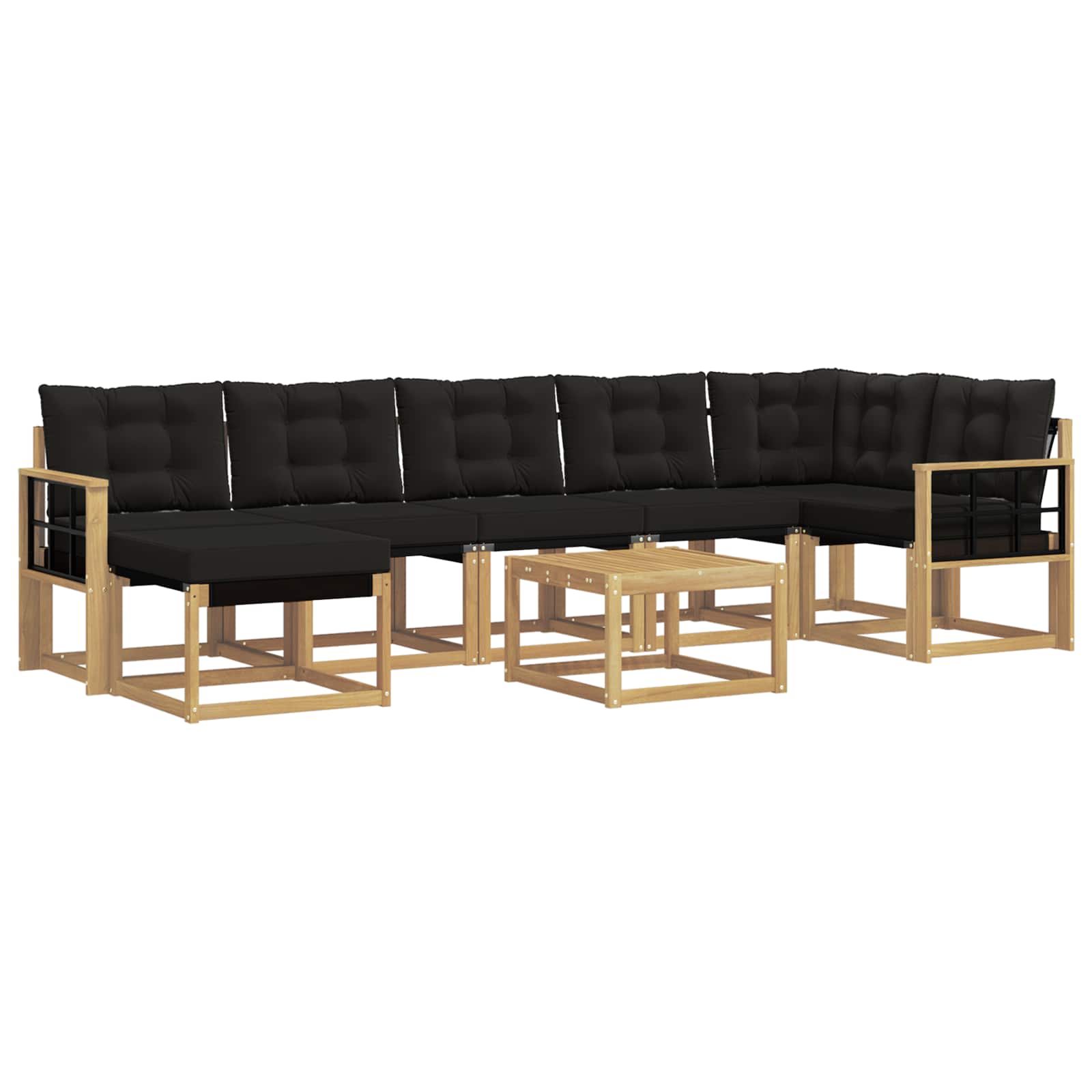 Σειρά Καναπέ Εξωτερικού με μαξιλάρι 8 pcs Λευκό και Μαύρο - Pakobazaar