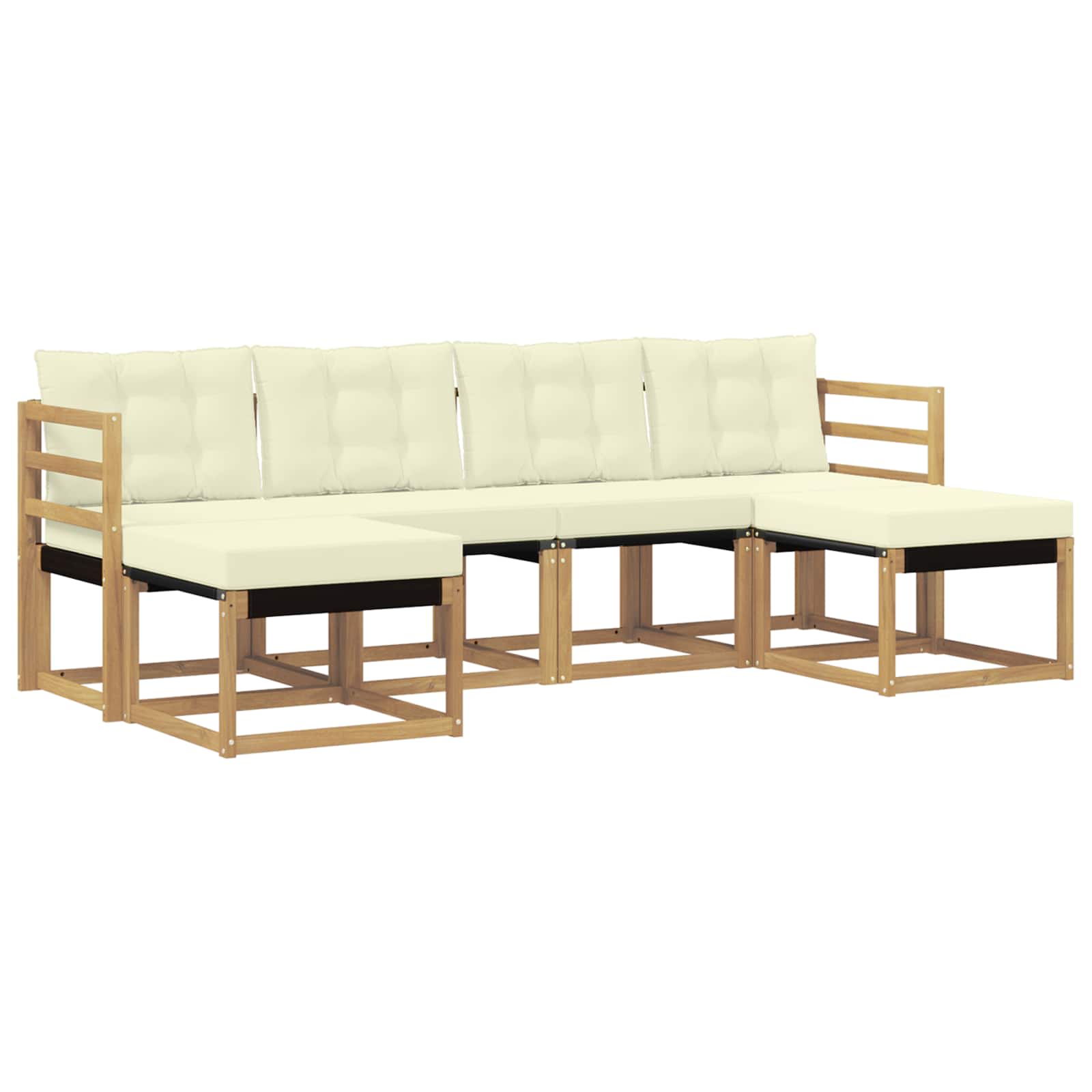 Σειρά Καναπέ Εξωτερικού με μαξιλάρι 6 pcs Λευκό και Κρεμ - Pakobazaar
