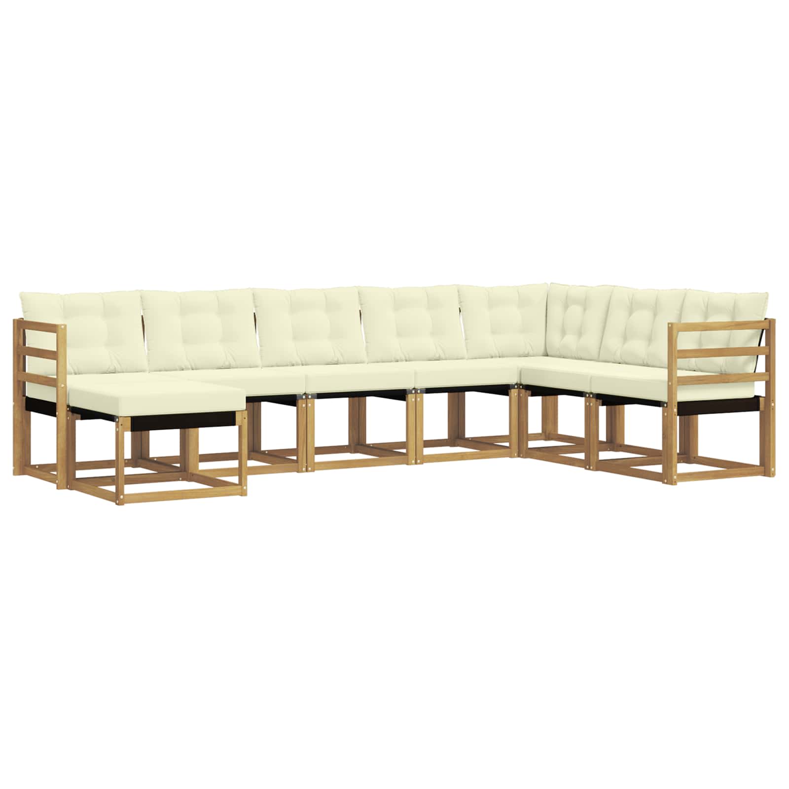 Σειρά Καναπέ Εξωτερικού με μαξιλάρι 8 pcs Λευκό και Κρεμ - Pakobazaar