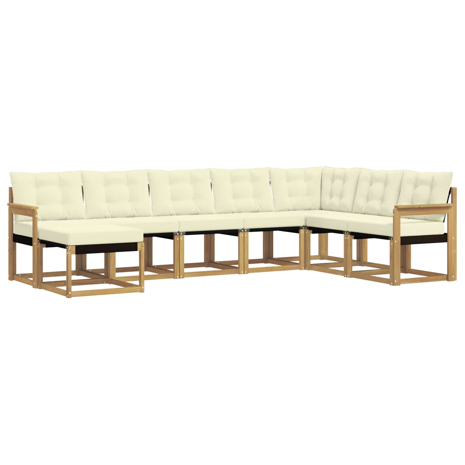 Σειρά Καναπέ Εξωτερικού με μαξιλάρι 8 pcs Λευκό και Κρεμ - Pakobazaar