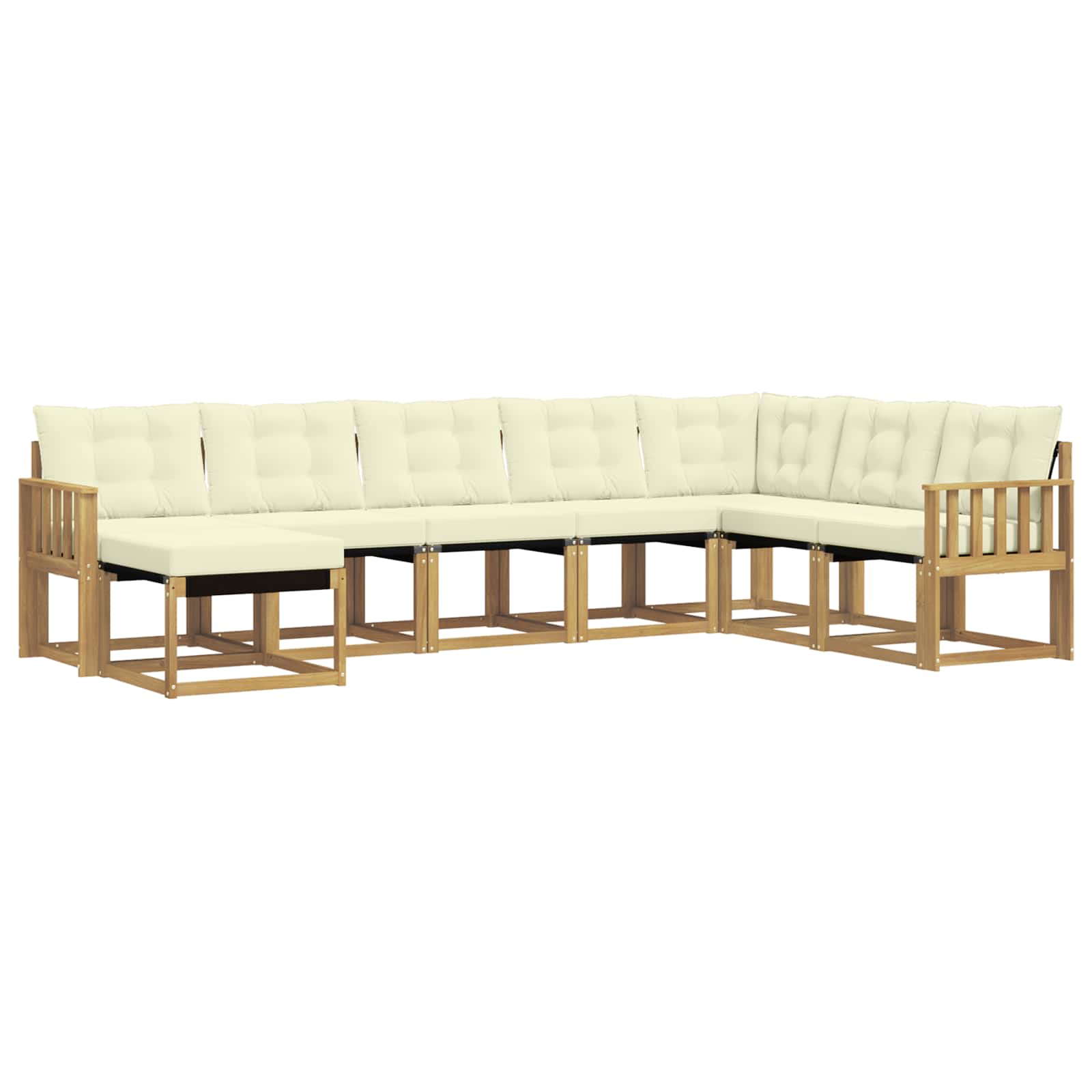 Σειρά Καναπέ Εξωτερικού με μαξιλάρι 8 pcs Λευκό και Κρεμ - Pakobazaar
