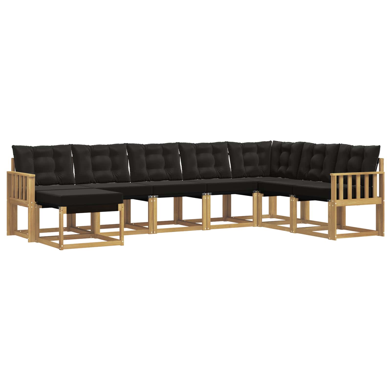Σειρά Καναπέ Εξωτερικού με μαξιλάρι 8 pcs Λευκό και Μαύρο - Pakobazaar