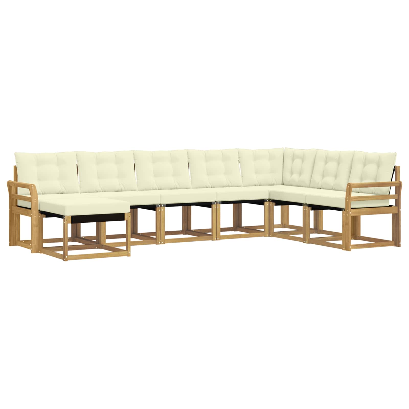 Σειρά Καναπέ Εξωτερικού με μαξιλάρι 8 pcs Λευκό και Κρεμ - Pakobazaar