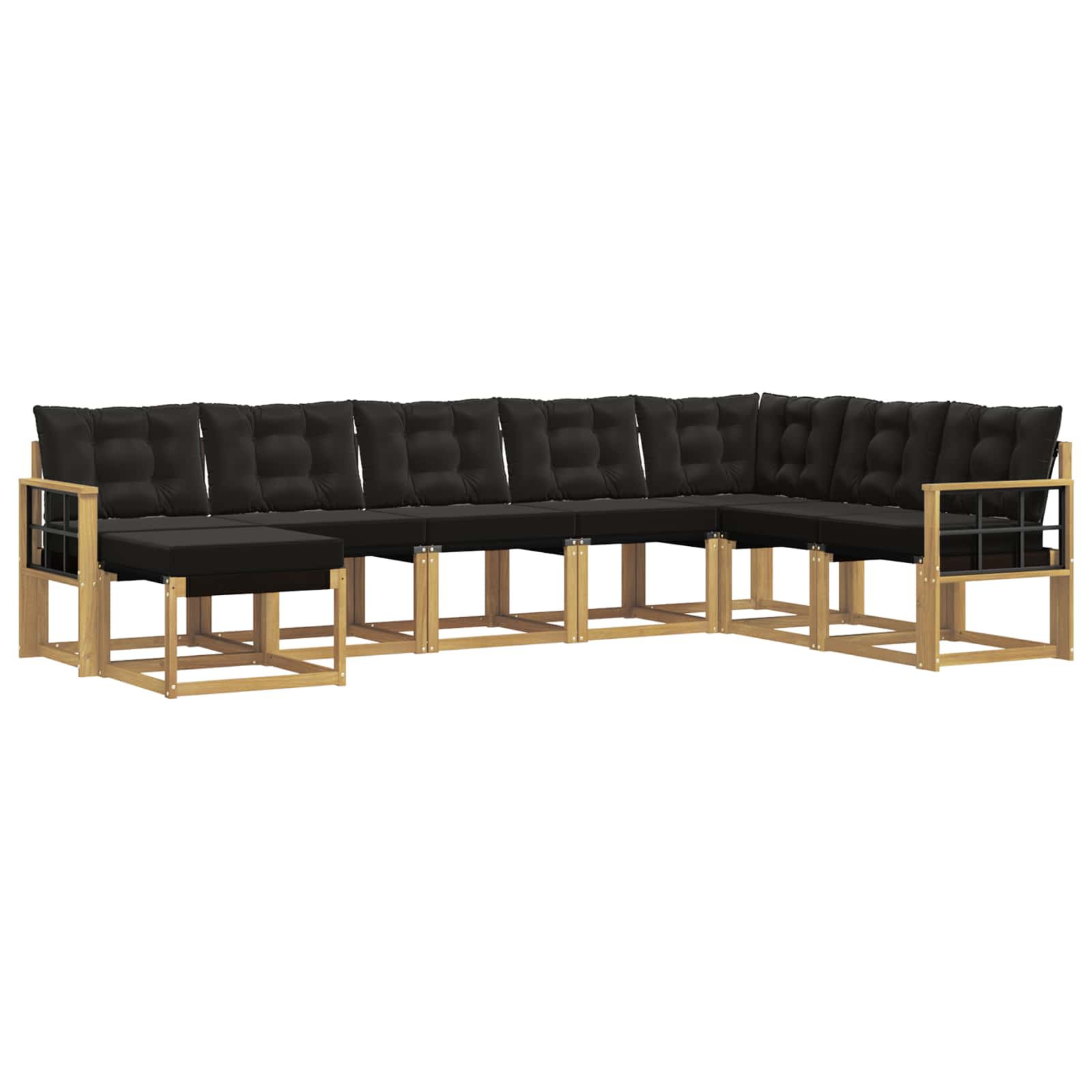 Σειρά Καναπέ Εξωτερικού με μαξιλάρι 8 pcs Λευκό και Μαύρο - Pakobazaar