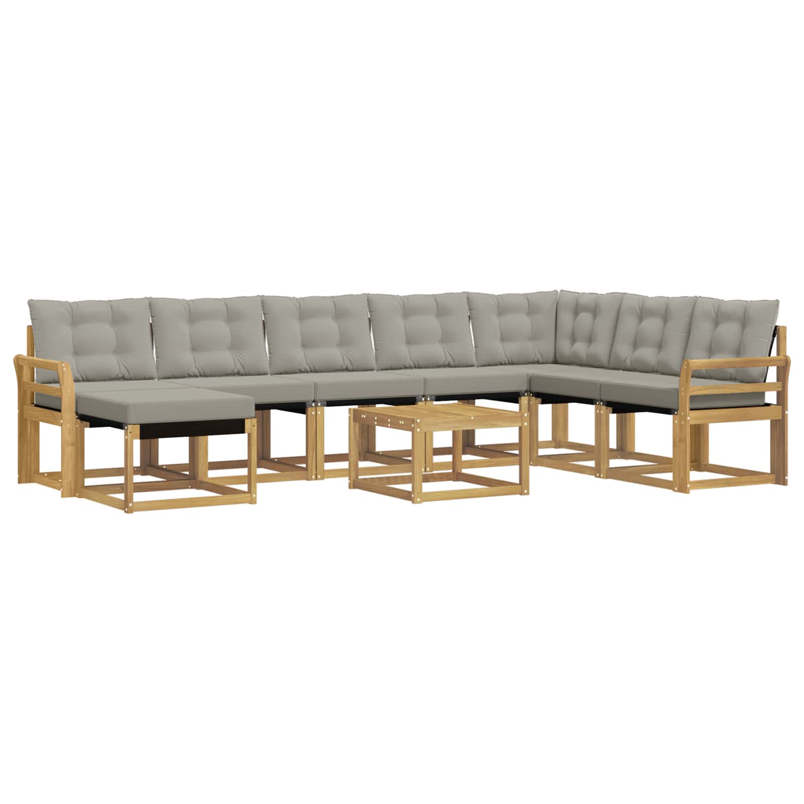 Σειρά Καναπέ Εξωτερικού 9 pcs Λευκό και Ανοιχτό Γκρι - Pakobazaar