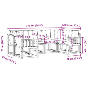 Σειρά Καναπέ Εξωτερικού με μαξιλάρι 6 pcs Λευκό και Μπεζ - Pakobazaar