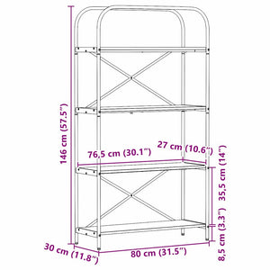 Ράφι Βιβλίων 4 επιπέδων 80 x 30 x 146 εκ Επεξεργασμένο ξύλο