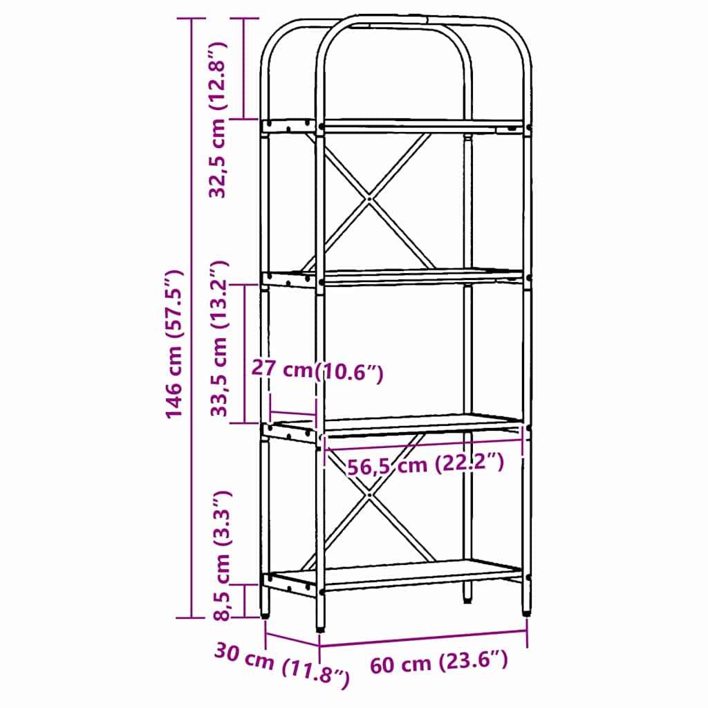 Ράφι Βιβλίων Καπνιστό Δρύς 60 x 30 x 146 εκ Επεξεργασμένο ξύλο