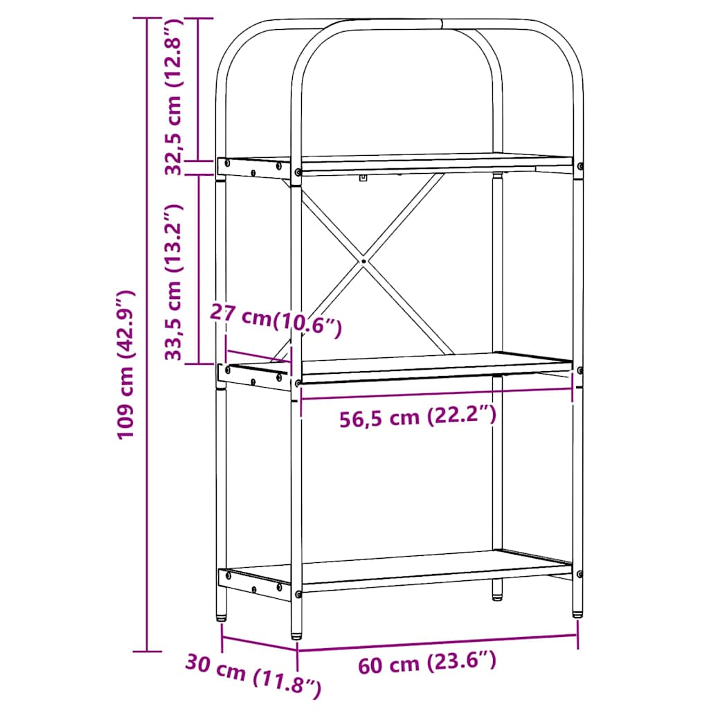 Ράφι Βιβλίων Καπνιστό Δρύς 60 x 30 x 109 εκ Επεξεργασμένο ξύλο
