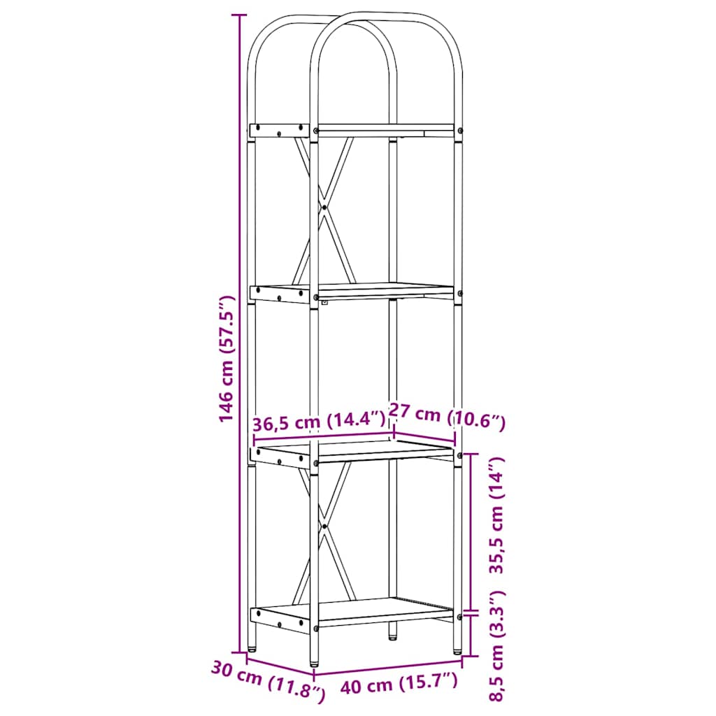 Ράφι Βιβλίων Artisan Oak 40 x 30 x 146 εκ Επεξεργασμένο ξύλο