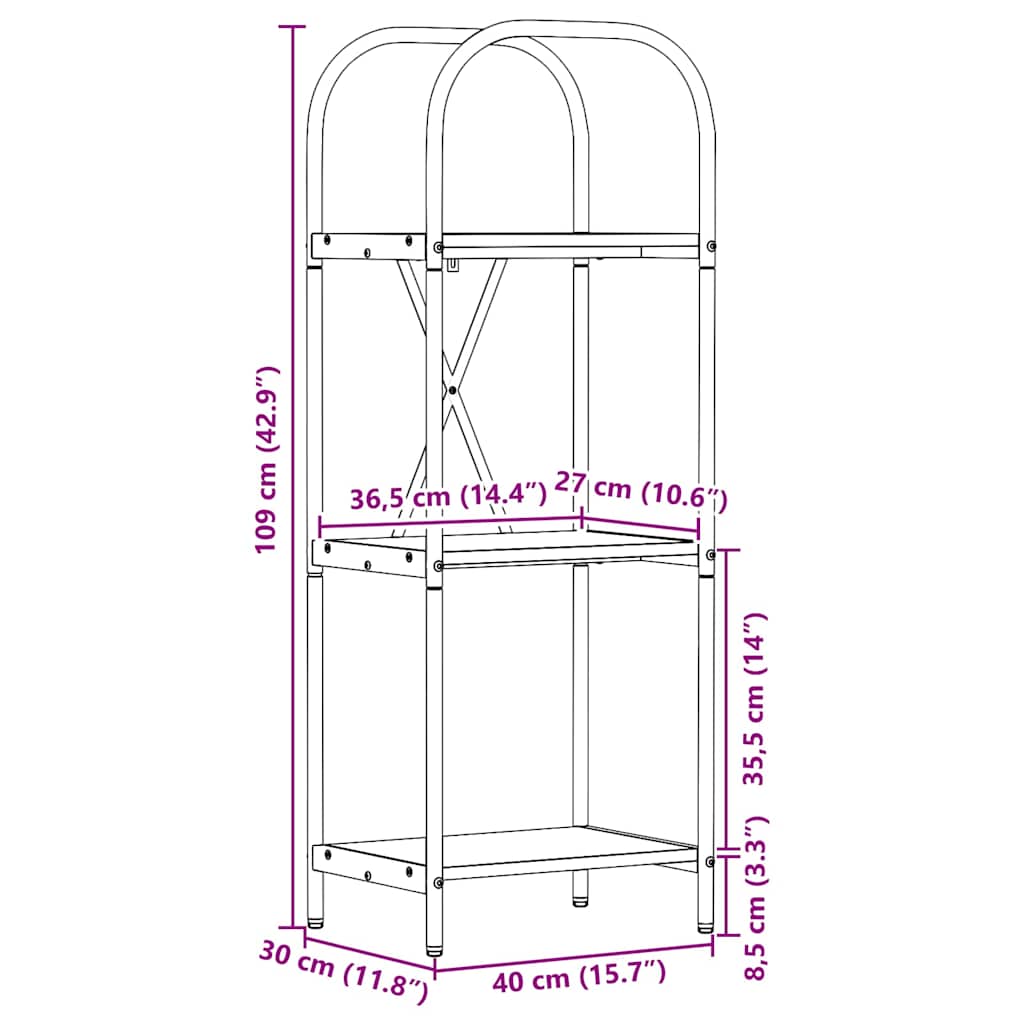 Ράφι Βιβλίων Καπνιστό Δρύς 40 x 30 x 109 εκ Επεξεργασμένο ξύλο